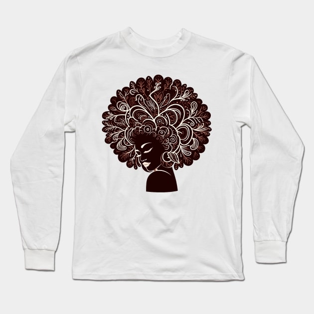 Afrocentric Woman With Afro Hair Long Sleeve T-Shirt by Graceful Designs